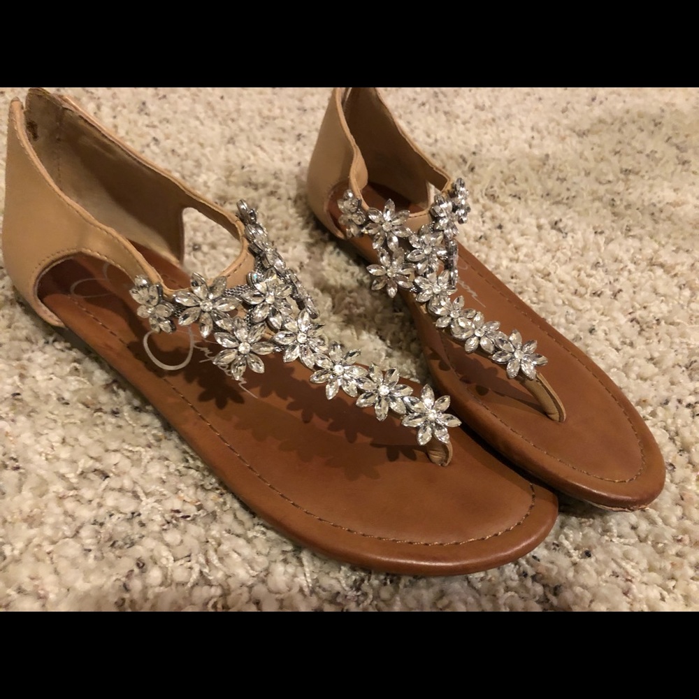 Jessica Simpson flat sandals very shiny perfect condition
